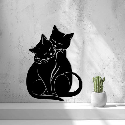 Loving Cats Wall Art – 3D Printed with Holographic Finish